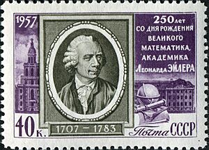 Archivo:The Soviet Union 1957 CPA 2000 stamp, Portrait of Leonhard Euler (1707-1783)