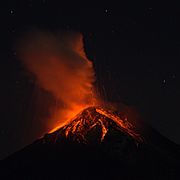 Volcan de Fuego in Guatemala - Eruption at night