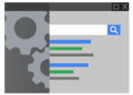Web Browser, Search Engine Page, Gear Cogwheel