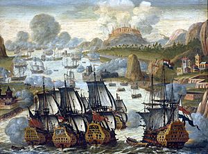 Archivo:Battle of Vigo bay october 23 1702