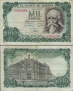 Archivo:Billete de mil pesetas - José de Echegaray
