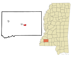 Franklin County Mississippi Incorporated and Unincorporated areas Bude Highlighted.svg
