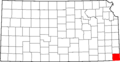 Map of Kansas highlighting Cherokee County
