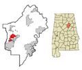 St. Clair County Alabama Incorporated and Unincorporated areas Margaret Highlighted