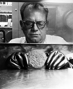 Archivo:Worker holding a plutonium button