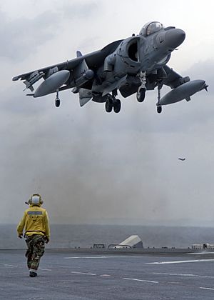 Archivo:AV-8B Harrier II landing on USS Essex ID 080429-N-5253W-002
