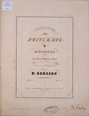 Archivo:Berlioz - Les nuits d'été, page de titre 1841