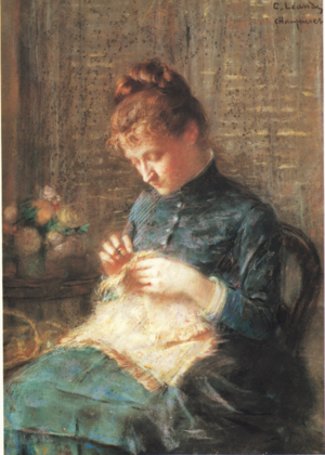 Portrait de la mère du peintre, pintura de Charles Léandre.