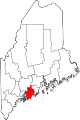 Mapa de Maine con la ubicación del condado de Lincoln