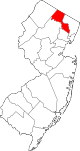 Mapa de Nueva Jersey con la ubicación del condado de Passaic