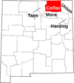Map of New Mexico highlighting Colfax County