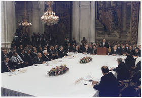 President Bush addresses the Middle East Peace Conference at the Royal Palace in Madrid, Spain - NARA - 186439.tif