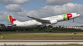 TAP A330-900NEO rocketing out of Lisbon (46640476265).jpg