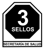 Archivo:Tres sellos - Sistema de Etiquetado Frontal de Alimentos y Bebidas de México