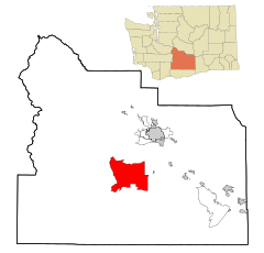Yakima County Washington Incorporated and Unincorporated areas White Swan Highlighted.svg