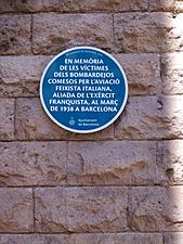 Blue memorial plaque in Barcelona