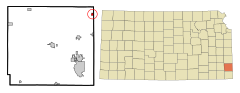 Crawford County Kansas Incorporated and Unincorporated areas Arcadia Highlighted.svg
