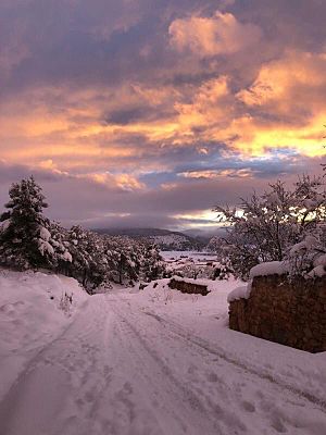 Archivo:Espectacular vista de la Zarza durante la nevada de enero de 2021