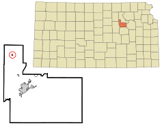 Geary County Kansas Incorporated and Unincorporated areas Milford Highlighted.svg