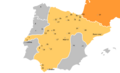 Iberian Peninsula 1811 with locations-es