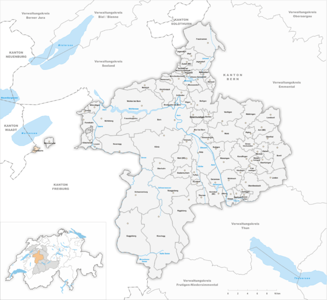 Karte Verwaltungskreis Bern-Mittelland Gemeindeveraenderungen 2022