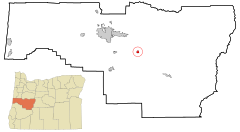 Lane County Oregon Incorporated and Unincorporated areas Lowell Highlighted.svg