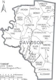 Archivo:Map of Davidson County North Carolina With Municipal and Township Labels