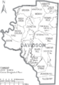 Map of Davidson County North Carolina With Municipal and Township Labels
