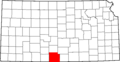Map of Kansas highlighting Barber County