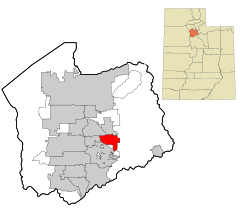Salt Lake County Utah incorporated and unincorporated areas Cottonwood Heights highlighted.svg