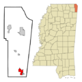 Tishomingo County Mississippi Incorporated and Unincorporated areas Belmont Highlighted