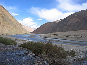 Archivo:Yarkand River in the Western Kunlun Shan, seen from the Tibet-Xinjiang highway
