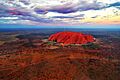 Aerial view of Uluru at sunset