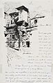 Carta con dibujo de pórtico romano - Rafael Romero de Torres