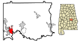 Elmore County Alabama Incorporated and Unincorporated areas Coosada Highlighted.svg