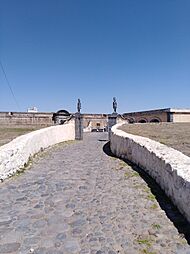 Archivo:Entrada con dos esculturas Fortaleza de San Carlos (Perote, Veracruz)