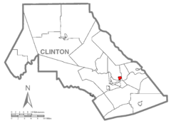 Map of Dunnstown, Clinton County, Pennsylvania Highlighted.png