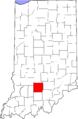 Map of Indiana highlighting Lawrence County