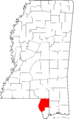 Map of Mississippi highlighting Pearl River County