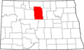 Map of North Dakota highlighting McHenry County