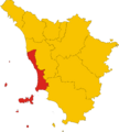 Map of province of Livorno (region Tuscany, Italy)
