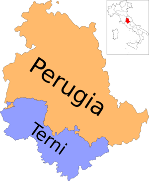 Archivo:Map of region of Umbria, Italy, with provinces-it