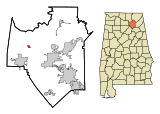 Marshall County Alabama Incorporated and Unincorporated areas Union Grove Highlighted.svg