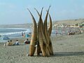 Peru Huanchaco Typical Fisherman reed boats