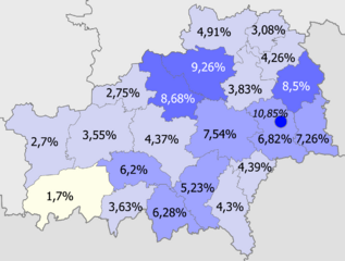 Russians in Homieĺskaja voblasć, Belarus (2009 census)