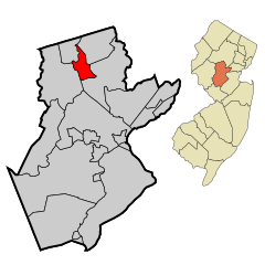 Somerset County New Jersey Incorporated and Unincorporated areas Far Hills Highlighted.svg