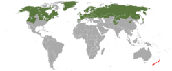 Distribución del armiño(verde: nativo; rojo: introducido)