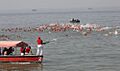 The Annual Navy Day Open Sea Swimming Competition 2015 being flagged off by Commodore Sanjay Roy