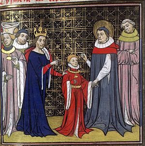 Archivo:Clotaire II Dagobert Ier et saint Arnoul