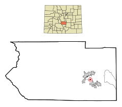 Fremont County Colorado Incorporated and Unincorporated areas Brookside Highlighted.svg